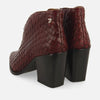 BURGUNDY BRAIDED LEATHER ANKLE BOOTS WITH HEEL