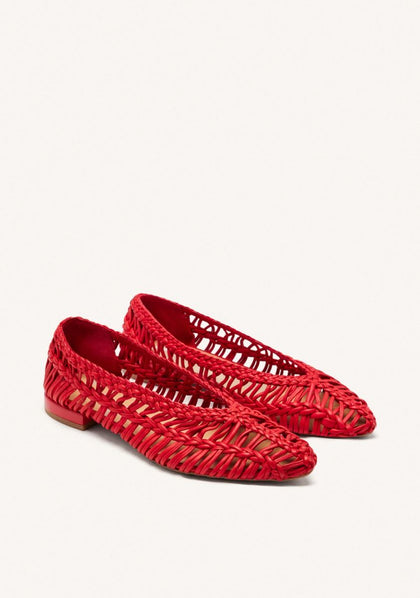 ULTRA CHIC BRAIDED LEATHER RED PUMPS