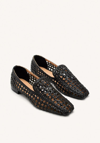 BLACK HAND BRAIDED LEATHER LOAFERS