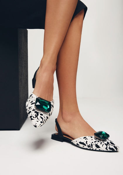 ART COW PRINT LEATHER MULES