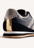BLACK LEATHER ANATOMIC SNEAKERS WITH SNAKE PRINT DETAILS