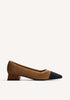 TAN AND BLACK CHIC ELASTIC HEELED SHOES