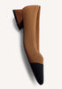 TAN AND BLACK CHIC ELASTIC HEELED SHOES