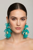 TURQUOISE OVERSIZED FLORAL EARRINGS