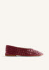 RED HANDWOVEN LEATHER BALLERINAS