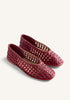 RED HANDWOVEN LEATHER BALLERINAS