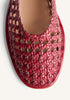 RED HANDWOVEN LEATHER BALLERINAS