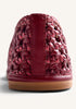 RED HANDWOVEN LEATHER BALLERINAS