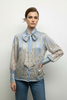 SKY BLUE BOW NECK ART BLOUSE