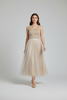 VANILLA TULLE SKIRT WITH GOLD INTERNAL SEQUINS