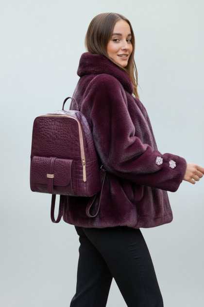 SCOPELOS. PURPLE 3D LEATHER ART BACKPACK