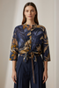 NAVY ART SHIRT WITH SILK