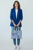 Felice. Blue art double face leather tote bag