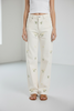 BEIGE 3D FLOWER STICHES ART JEANS