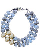 BROWN-SKY BLUE MULTILAYER ART NECKLACE