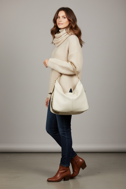 VENUSA L. BEIGE LEATHER 2 IN 1 BAG