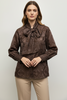 BROWN BOW NECK ART BLOUSE