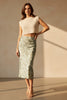 OLIVE WATERCOLOUR ART SILK TOUCH LUXURY SKIRT