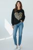 BLACK CHIC PULLOVER WITH ANIMAL PRINT HEART