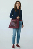 NADIA. DARK WINE ART MULTI LEATHER BAG