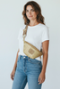 Mini yellow gold leather belt bag