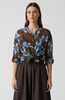BROWN WITH RAF FLOWERS FINE SHIRT WITH SILK
