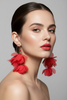 RED FLOWER LONG EARRINGS