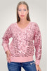 PINK V CUT SEQUINS PULLOVER