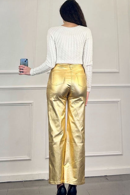 MATTE GOLD WIDE PANTS