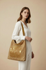 NADIA. CAMEL ART MULTI LEATHER BAG