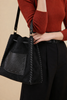 BLACK SUEDE LEATHER BAG WITH ART STICHES