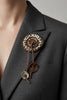 BROWN LEATHER BROOCH