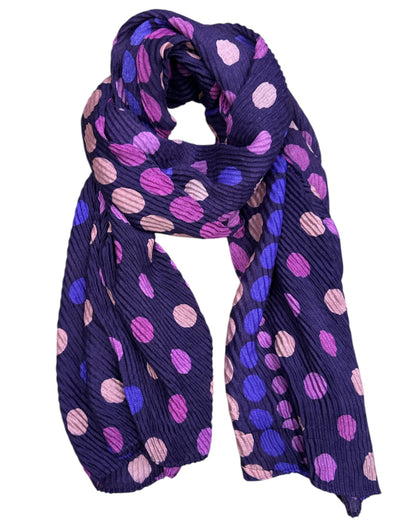 PURPLE POLKA DOT PLISSE SCARF