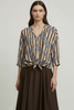 WHITE ART SHIRT WITH STRIPES AND FLOWERS