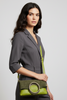 CIRCLE FLAT. LIME LEATHER ART MESSENGER BAG