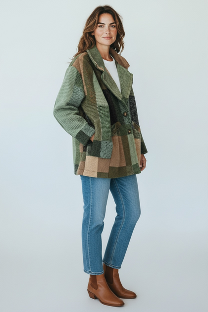 CHIC MULTI COLOR WOOL LONG COAT