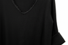 BLACK MINIMAL TOP WITH RAW CUT V NECK
