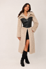 BEIGE COAT WITH ECO LEATHER BODY