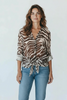CHOCO BROWN ZEBRA PRINT WOOL BLEND ART SHIRT