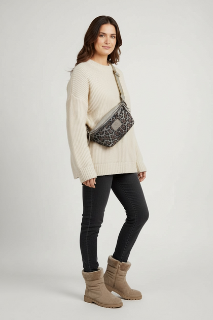 XL GREY LEO-PRINT LIMITED EDITION BELT BAG