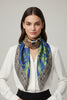 MULTI BLUE ART SILK FOULARD