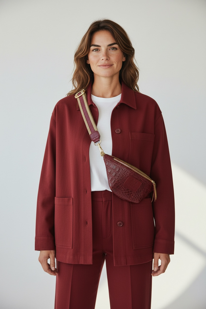 MINI. MARSALA RED 3D LEATHER BELT BAG