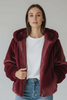 WINE RED ULTRA SOFT ECO FUR WITH HOOD