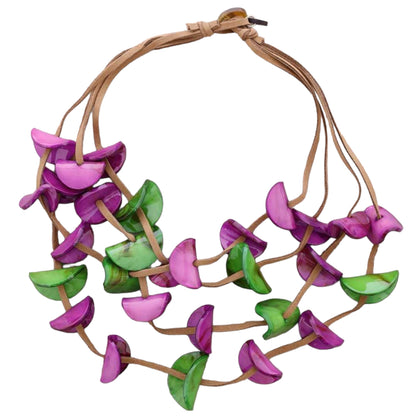 BOUGAINVILLEA MULTILAYER ART NECKLACE