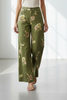 OLIVE FLORAL WIDE PANTS