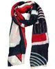 RED AND NAVY GEOMETRIC ART SOFT SCARF