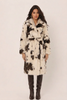 BEIGE COW PRINT ECO FUR COAT