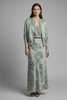 OLIVE WATERCOLOUR ART SILK TOUCH LUXURY SKIRT