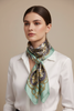 MINT WITH BROWN ART SILK FOULARD