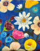 ROYAL BLUE ART FLOWER SOFT SCARF